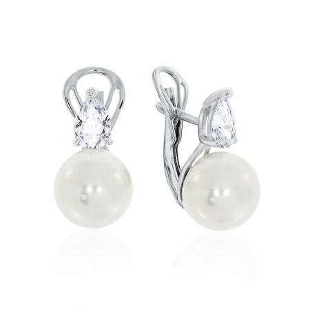 Купить оптом серьги из серебра с жемчугами и фианитами 2340241396-1 от Krasnoe