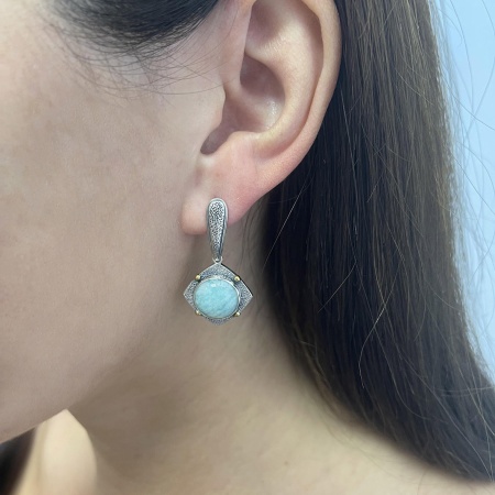 Купить оптом серьги из серебра с амазонитами 2317372403 от Krasnoe