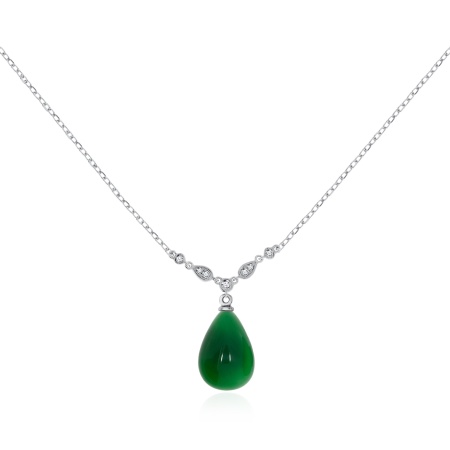 Купить оптом колье из серебра с агатом и фианитами 339703F198-40-60 от Krasnoe