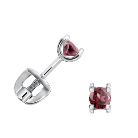 Купить оптом пусеты из серебра с родолитами П340442130 от Krasnoe