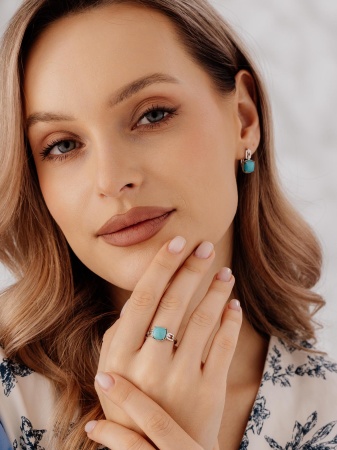 Купить оптом серьги из серебра с бирюзой 2340315738 от Krasnoe