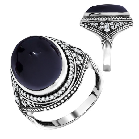 Купить оптом кольцо из серебра с агатами и фианитами 1310390960л-20 от Krasnoe