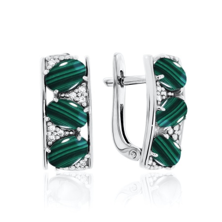 Купить оптом серьги из серебра с малахитами и фианитами 2340382909 от Krasnoe