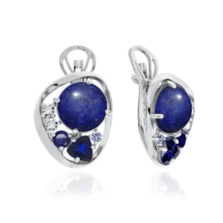 Купить оптом серьги из серебра с лазуритами, ситаллами и фианитами 2340471170 от Krasnoe