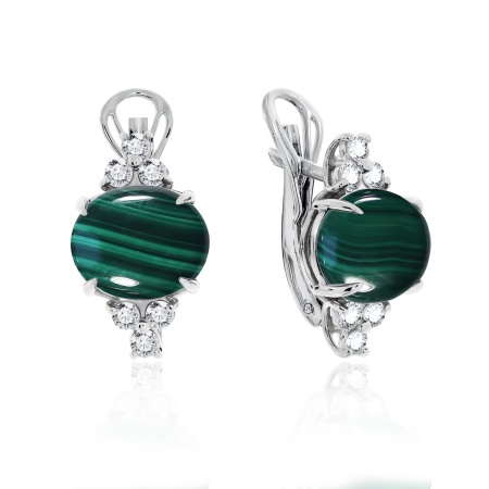 Купить оптом серьги из серебра с малахитами и фианитами 2340380940 от Krasnoe