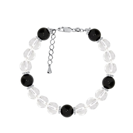 Купить оптом браслет из серебра с агатами и хрусталём 4340876441-17-1-54 от Krasnoe