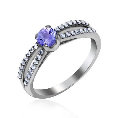 Купить оптом кольцо из серебра с кристалл ювелирныйом и фианитами 1340290019-74 от Krasnoe