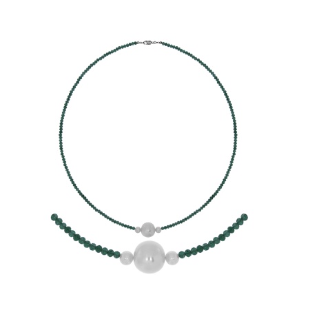 Купить оптом колье из серебра с жемчугами и жадеитами 8340526098-40 от Krasnoe