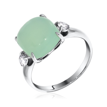 Купить оптом кольцо из серебра с халцедоном и фианитами 1340600380-69 от Krasnoe