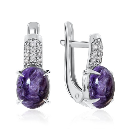 Купить оптом серьги из серебра с чароитами и фианитами 2340460373л от Krasnoe