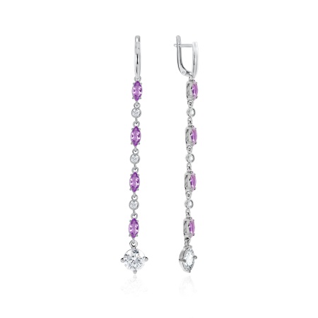 Купить оптом серьги из серебра с аметистами и фианитами 2340792510л от Krasnoe
