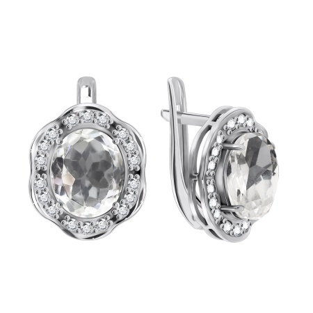 Купить оптом серьги из серебра с хрусталём и фианитами 2340520141 от Krasnoe