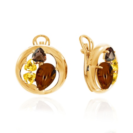 Купить оптом серьги из серебра с янтарём и фианитами 2320861174-50 от Krasnoe