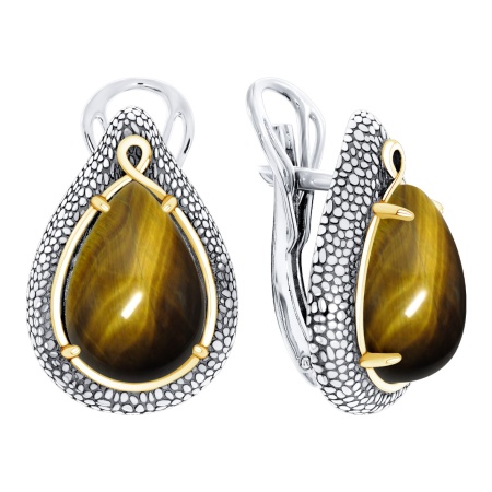 Купить оптом серьги из серебра с тигровый глазами 2317325803 от Krasnoe