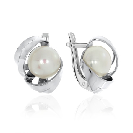 Купить оптом серьги из серебра с жемчугами 2340050845-2 от Krasnoe