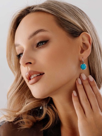 Купить оптом серьги из серебра с бирюзой 2340311930 от Krasnoe