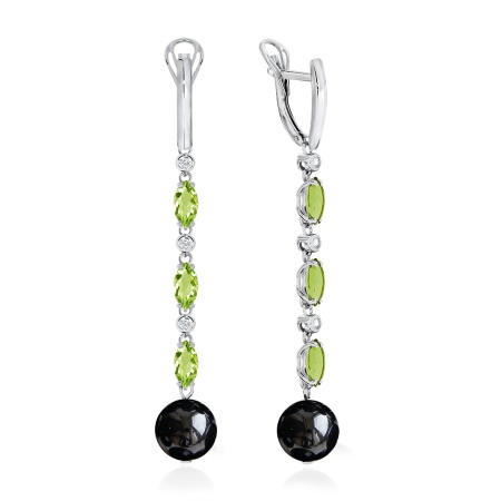 Купить оптом серьги из серебра с агатами, фианитами и хризолитами 2340871204л-2-83 от Krasnoe