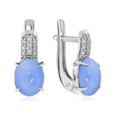 Купить оптом серьги из серебра с халцедонами и фианитами 2340600373л-70 от Krasnoe