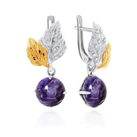 Купить оптом серьги из серебра с чароитами и фианитами 2350462265 от Krasnoe