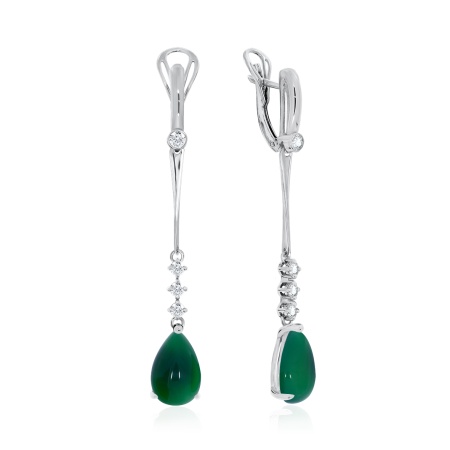 Купить оптом серьги из серебра с хризопразами и фианитами 2340141209-60 от Krasnoe