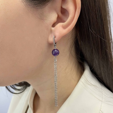 Купить оптом серьги из серебра с аметистами 2340062312 от Krasnoe