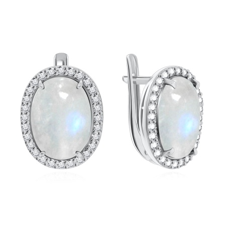 Купить оптом серьги из серебра с лунным камнем и фианитами 2340930253 от Krasnoe