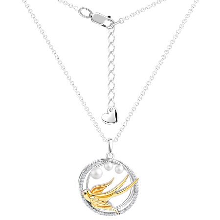 Купить оптом колье из серебра с жемчугами и фианитами 8350834600л-4-40 от Krasnoe