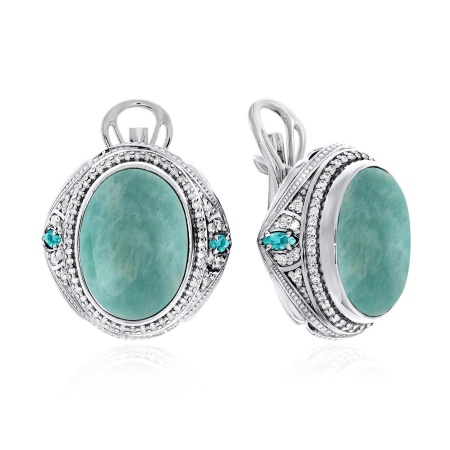 Купить оптом серьги из серебра с амазонитами и фианитами 2310370960л-78 от Krasnoe