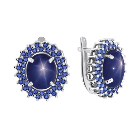 Купить оптом серьги из серебра с сапфир звездчатыйами и ситаллами 2340940150-8-80 от Krasnoe