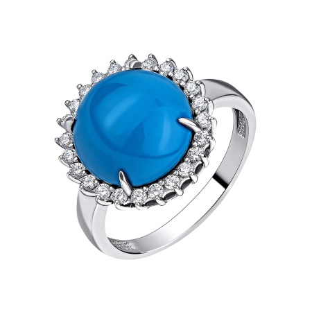 Купить оптом кольцо из серебра с бирюзой и фианитами 1340271977 от Krasnoe