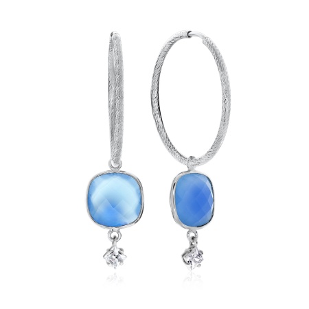 Купить оптом серьги из серебра с фианитами и халцедонами 2340602930-70 от Krasnoe