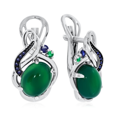 Купить оптом серьги из серебра с агатами, фианитами и ситаллами 2348390949-61 от Krasnoe