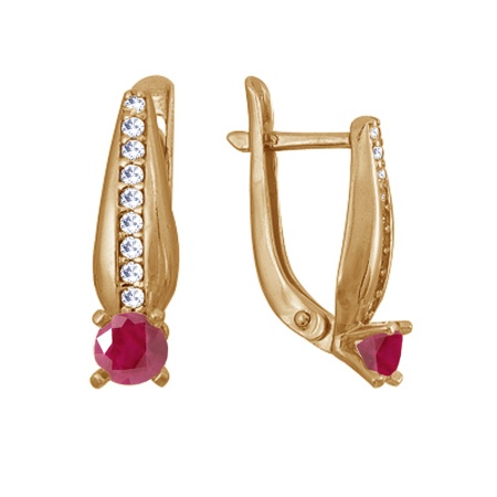 Купить оптом серьги из серебра с натуральными корундами и фианитами 3982012923л-10 от Krasnoe