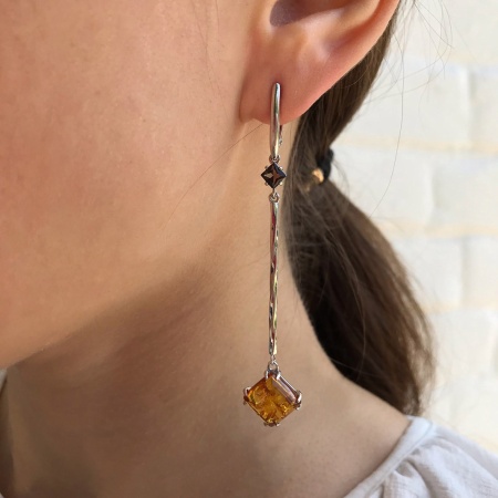 Купить оптом серьги из серебра с топазами и янтарём 2340481147-42 от Krasnoe