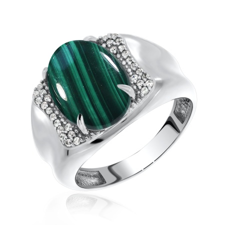 Купить оптом кольцо из серебра с малахитом и фианитами 1340380965л от Krasnoe