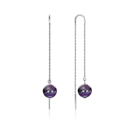 Купить оптом серьги из серебра с чароитами 2340460710-9 от Krasnoe