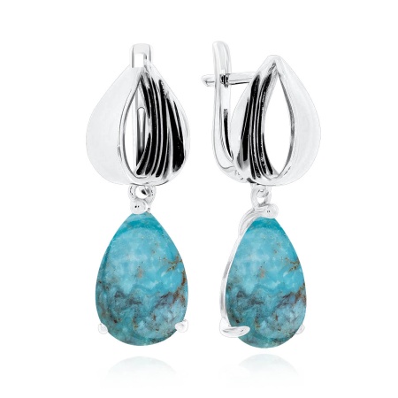 Купить оптом серьги из серебра с бирюзой 2340311384 от Krasnoe