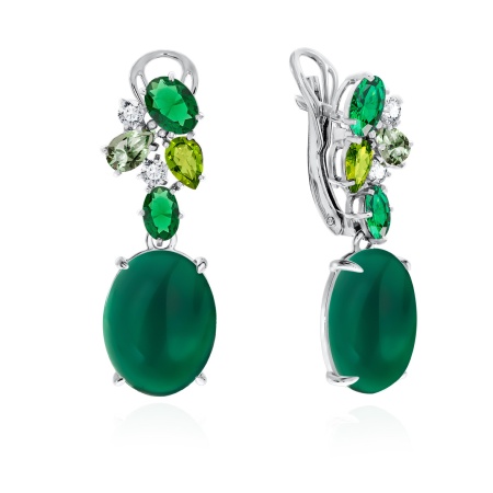 Купить оптом серьги из серебра с агатами и фианитами 2340390879-1-6 от Krasnoe