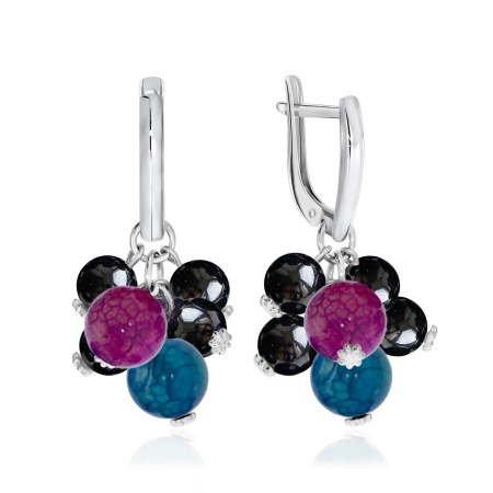 Купить оптом серьги из серебра с кварцем и агатами 2340871288-97 от Krasnoe