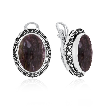 Купить оптом серьги из серебра с чароитами 2310460981-1 от Krasnoe