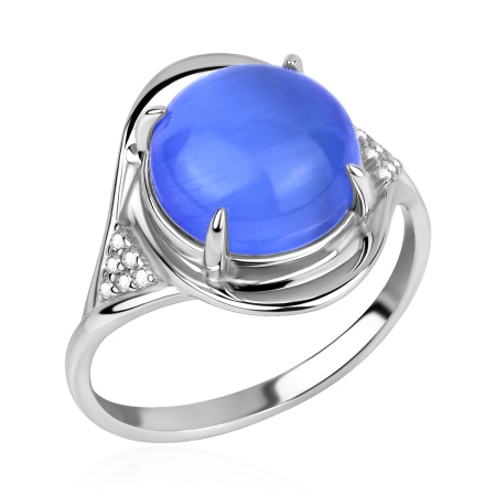 Купить оптом кольцо из серебра с кошачий глазом и фианитами 1340265892л-70 от Krasnoe