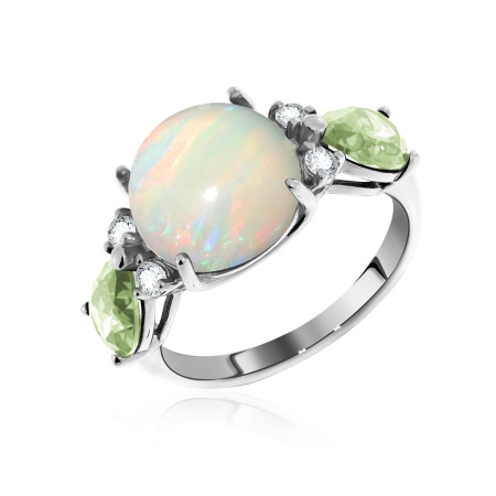 Купить оптом кольцо из серебра с опалом и фианитами 1340250935-10 от Krasnoe