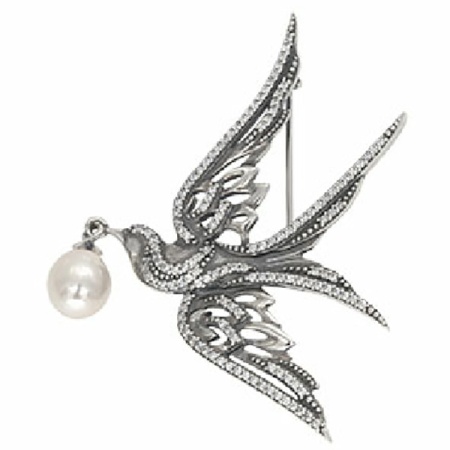 Купить оптом брошь из серебра с жемчугом 3887024247л от Krasnoe