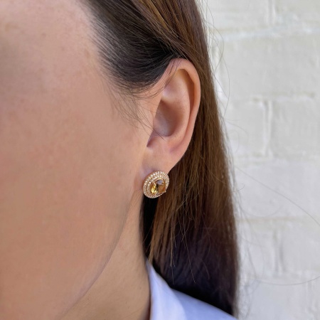 Купить оптом серьги из серебра с цитринами и фианитами 2320851561л от Krasnoe