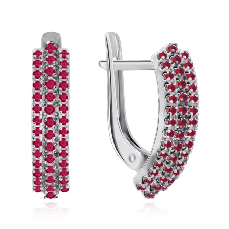 Купить оптом серьги из серебра с нанорубинами и натуральными корундами 2348880166-37 от Krasnoe
