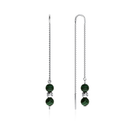 Купить оптом серьги из серебра с малахитами 2340380714 от Krasnoe