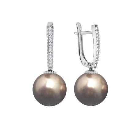 Купить оптом серьги из серебра с жемчугами и фианитами 2340240838л-43 от Krasnoe