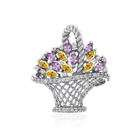 Купить оптом брошь из серебра с фианитами 6340203574л-92 от Krasnoe