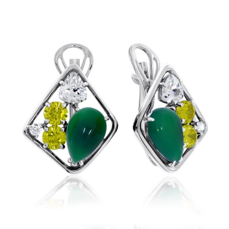 Купить оптом серьги из серебра с агатами и фианитами 2340391179-60 от Krasnoe