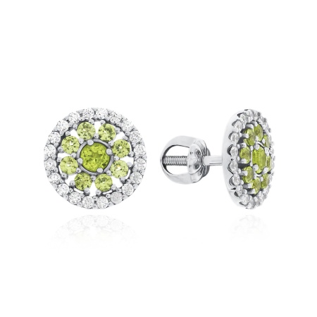 Купить оптом пусеты из серебра с хризолитами и фианитами 2340811801л от Krasnoe